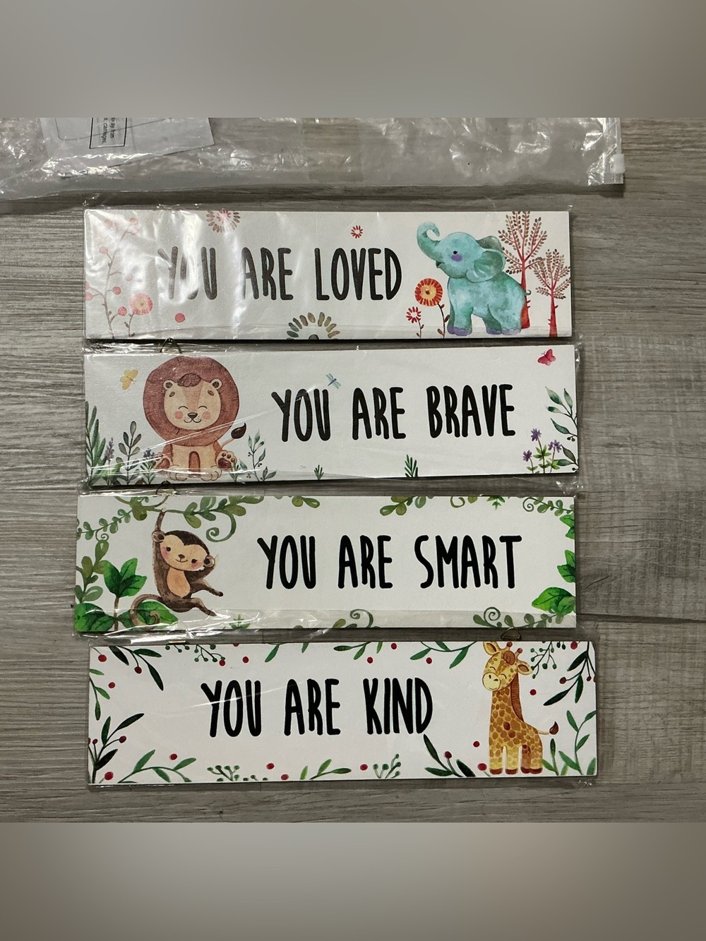 4-Piece Woodland Safari Animal Nursery Wall Decor Sign Set